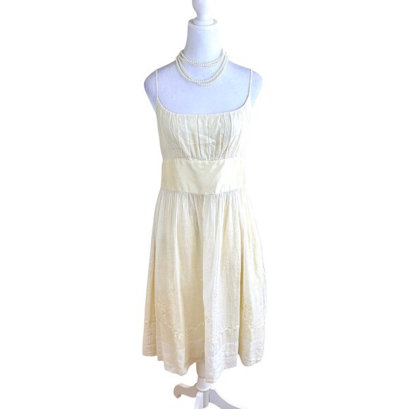 Ann Taylor Dresses & Skirts - Ann Taylor Dress Light Yellow Embroidered Silk Cotton (8)